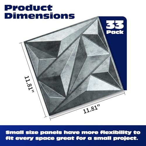 Art3dwallpanels 33 Pack 3D Wall Panel Diamond for Interior Wall Décor, PVC Textured Wall Panels, 12''x12'' Cover 32.Sq.Ft. Patina Bronze - color: Patina Bronze, size: 33 Pack