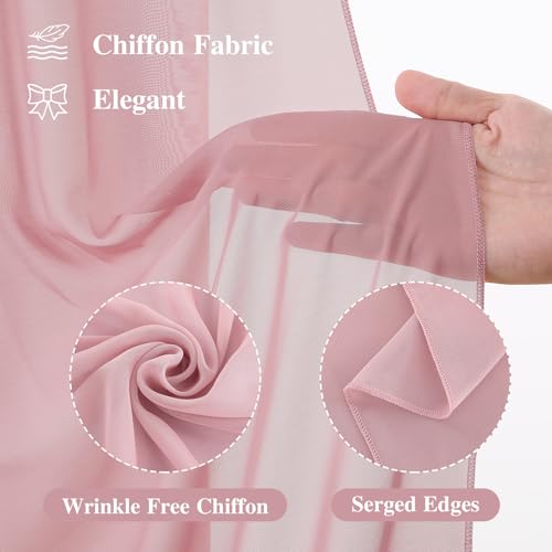 Wedding Arch Draping Fabric, 1 Panel 18FT Dusty Rose Sheer Backdrop Curtain Chiffon Fabric Drapery Voile Scarf Draping Panels for Wedding Archway Ceremony Curtain Valance Party Decoration - color: Dusty Rose, size: (1 Panel )6 Yards/18ft