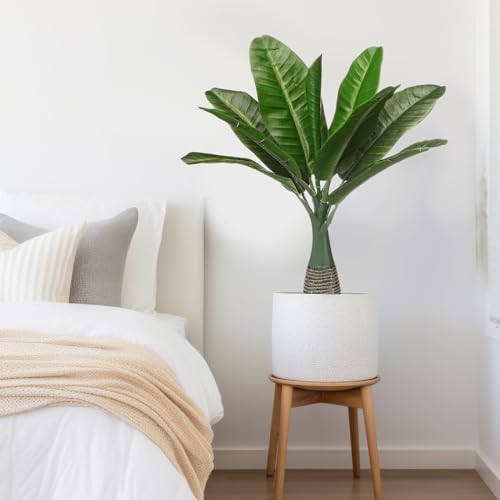 Chunyin 2 Pcs Small Palm Tree Artificial Palm Tree 17" Small Faux Plants Plastic Fake Artificial Leaf Tropical Plants Mini for Office Desk Shelf Bathroom Home Indoor Outdoor Decor