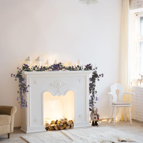 RECUTMS Artificial Vines Outdoor Ivy Garland Room Decor for Bedroom Aesthetic Garlands for Decoration Fake Leaves Fake Plastic Plants for Indoor Home Outdoor Garden Proch Backyard Arch Decor(Purple) - color: Purple, size: Ivy Garland