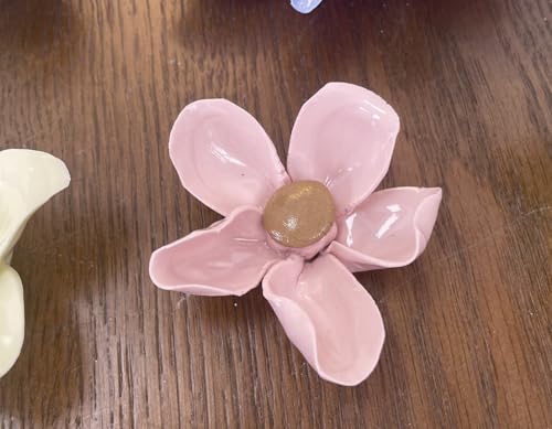 Ceramic Flower Wall Art, Artificial Flower Wall Sculpture，Handcrafted 3D Hanging Porcelain Flowers ,3D Wall Hanging Decor ,Porcelain Flower Wall Décor for Home，Hallway，Kitchen，Office (Pink,Hibiscus, 2.76") - color: Pink,Hibiscus, size: 2.76"
