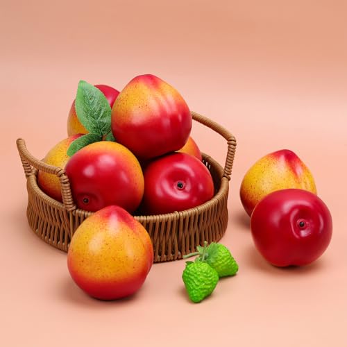 Gresorth 6pcs Artificial Peach Decoration Fake Nectarine Fruit Display Faux Lifelike Fruits Ornament Home Party Kitchen Christmas - color: Nectarine