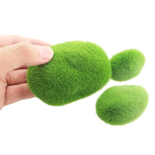 MDXing 12PCS 3 Sizes Artificial Moss Rock Decoration 42 60 90 3x5 5x6 7x9cm PVC Artificial Moss Rocks for Styled Tree Bonsai Floral Microlandscapes Dollhouse Miniature Scenes
