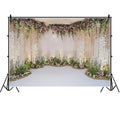 AOFOTO 7x5ft Wedding Backdrop Romance Archway Bridal Shower Flowers Wall Curtain Cradle Ceremony Banner Background for Photography Vinyl Anniversary Birthday Party Decoration Photoshoot Studio Props - size: 7x5ft