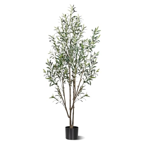 Artificial Olive Trees,6FT Tall Faux Olive Tree with Planter,Fake Olive Tree for Modern Home Office House Living Room Decor - color: Olive Trees Green