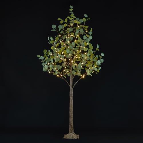 Lightshare 6FT Lighted Eucalyptus Tree 270L Warm White LED Artificial Greenery with Lights for Wedding Holiday Home Party Decoration Indoor Outdoor - size: 6ft