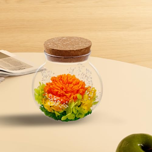 NATROSES Christmas Birthday Gifts for Women - Handmade Preserved Flowers Wish Bottle for Valentine's Day, Mother's Day, Anniversary, Home Decor (Orange) - color: Orange