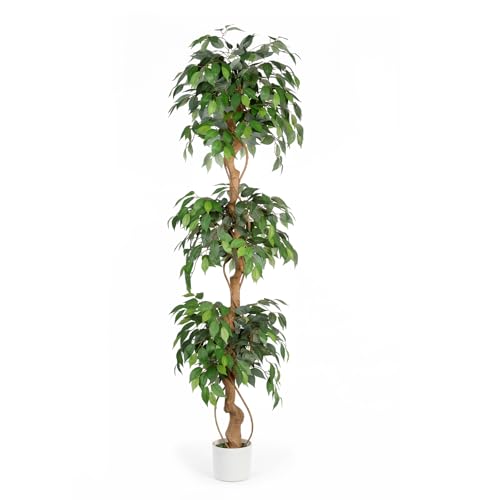 6ft Artificial Ficus Trees, Lush Faux Ficus Tree Artificial Plants Indoor, Realistic Ficus Tree Artificial for Living Rooms, Offices & Stylish Indoor Decor - color: Ficus Tree, size: 6ft