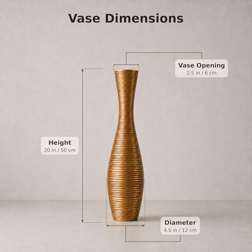 Leewadee Decorative Tall Floor Vase for Living Room Decor, 20″, Gold, Resin - color: Gold, size: 20 inches