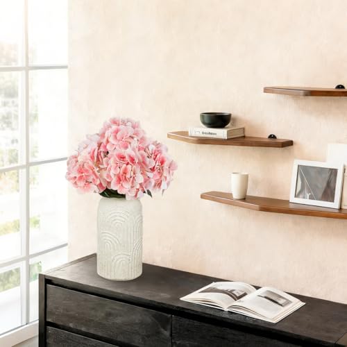 10 inch Large Ceramic Vase, Beige Boho Embossed Flower Vase with Texture, Farmhouse Pottery Vase for Home Decor Mantle Fireplace Living Room Table Centerpiece Pampas Grass - size: 10 IN