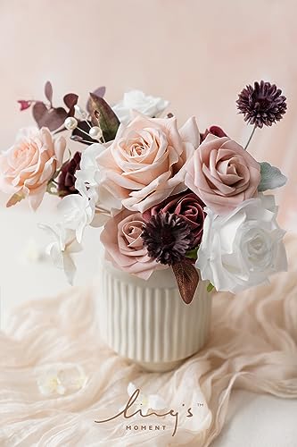 Ling's moment Terracotta Dusty Rose & Mauve Mini Artificial Flowers and Greenery Combo Box Set, Blush & White Fake Flower for DIY Wedding Bridal Bouquet, Centerpieces, Floral Arrangement Decor, etc. - color: Dusty Rose & Mauve