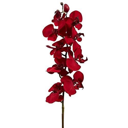 Nearly Natural 36” Christmas Phalaenopsis Orchid Flower (Set of 4) Artificial Plant, Red