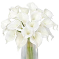 Letjolt White Calla Lily Artificial Flowers 20 Pieces Bouquet | Wedding Bouquet, Bride Shower Gift, Home Decoration, Faux Calla Lilies - color: White
