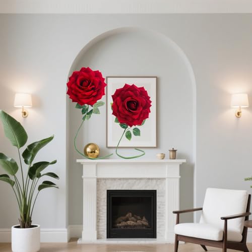 1PCS 45-inch Giant Red Rose for Decorative, Wedding Window Display Background Decoration Rose, Valentine's Day (Red 1) - color: 01 Rose