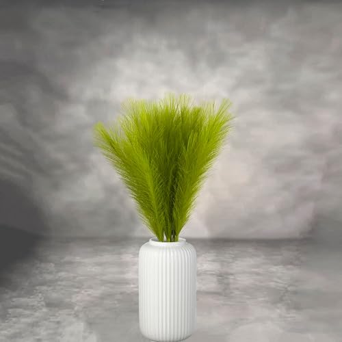 Artificial Faux Pampas Grass 8 Pcs Fake Artificial Adjustable Pampas Grass Variable Length Tall Fluffy Stems Table Vase Filler Centerpiece for Living Room Decor Boho Decor Wedding Grass Green - color: Grass-green
