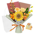 Crochet Flowers Bouquet, Luxurious Handmade Knitted Sunflower Bouquet, Artificial Flower Bouquet for Her, Wife,Lover,Girlfriend,Mother, Anniversary,Graduation,Birthday (with Gift Bag&Card) - color: Yellow, size: X-Large