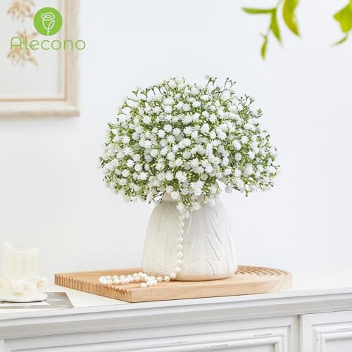 Alecono Babys Breath Artificial Flowers 𝟯𝟯𝗣𝗰𝘀, White Artificial Babys Breath Bulk for DIY Floral Bouquets for Wedding, Fake Babys Breath Real Touch Flowers for Home Decorations - size: 33pcs
