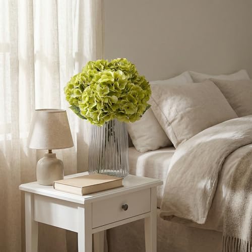 2Bouquets Artificial Fake Flowers Plants Silk Hydrangea Arrangements Wedding Bouquets Decorations Plastic Floral Home Kitchen Garden Party Festival Bar DIY(Chartreuse,5 Flower Heads) - color: Chartreuse,5 Flower Heads