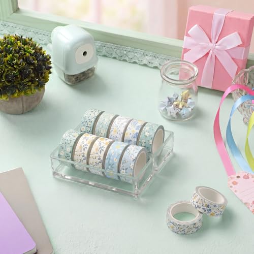 12 Rolls Watercolor Floral Washi Tape Set 15 mm Vintage Flower Decorative Masking Tape for Summer School Arts DIY Craft Scrapbook Journal Supplies Gifts(Blue,Wildflower) - color: Blue, style: Wildflower