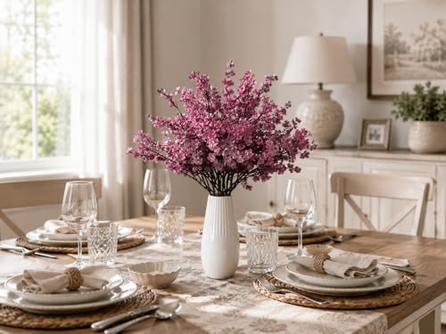 Mandy's 6 Bundles Artificial Dusty Pink Baby’s Breath Flowers | 18.5 Inch Silk Gypsophila European Style Modern Home Decor Centerpiece Neutral Wedding Flower Arrangements - color: Dusty Pink