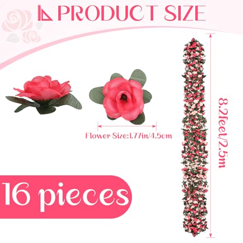 Alotiki 16 Pcs 131.2 FT Flower Garland,Rose Garland,Pink Flower Vines for Decoration, Wedding, Garden, Wall Decoration,Backdrop,Bedroom,Birthday Party - size: Pink - 16 pcs