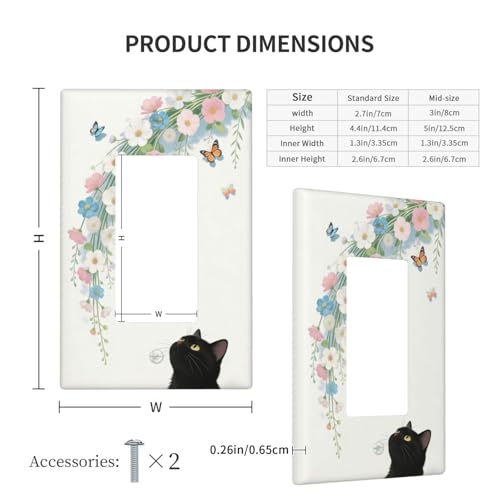 Decorative Art Light Switch Covers Black Cat Hanging Blooms 1 Gang Rocker Outlet Decorative Switch plate Faceplate GFCI Light Switch Covers for Home Decor - color: Black Cat Hanging Blooms, size: 1-Gang Rocker /5 x 3 IN