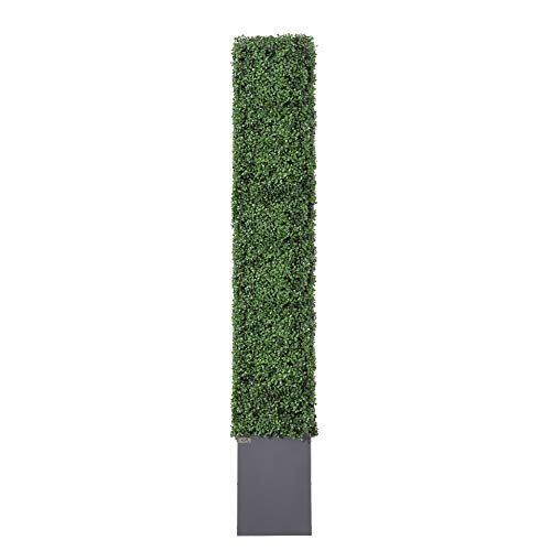 Artificial Hedge Wall (38" Width* 12" Deep* 79" Height) with Dark Gray Stainless Steel Planter Box (79.00) - size: 38"W*12"D*79"H