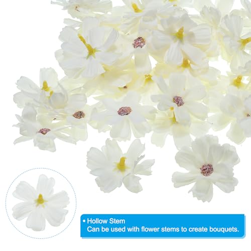 PATIKIL Fake Flower Heads for Crafts, 30 Pcs Faux Flower Bulk Mini Artificial Silk Flowers Embellishments Cherry Blossom for Wreath Wedding Party Decoration, Cream - color: Cream