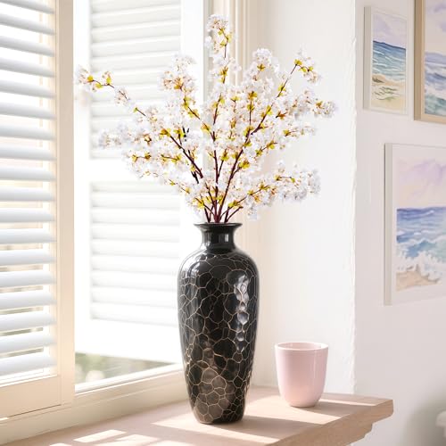 SITUMEIZI Artificial Cherry Blossom Branches Silk 39 Inch Faux Cherry Flowers Peach Tall Stems for Home Wedding Bedroom Table Japanese Real Touch Vase Decoration(3Pcs,Ivory White) - color: 3pcs-premium Ivory White, size: 39 Inches