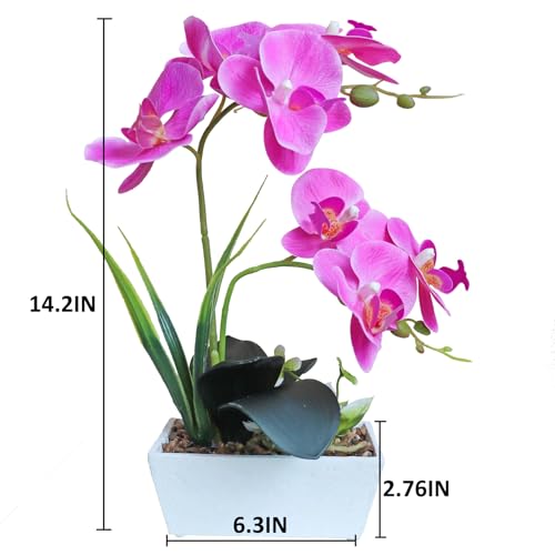 Purple Orchid Artificial Flowers Fake Orchid Plants for Living Room Realistic Orchid Faux Flowers Indoor Table Decorations for Dining Room Purple Centerpieces for Table Decorative Flowers - color: Purple