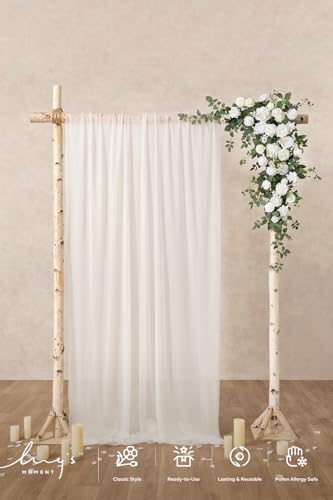 Ling's moment Wedding Arch Flowers - 6.5FT Floral Garland for Ceremony Arbor Backdrop Decoration - Artificial Rose Floral Swag for Sweetheart Table Birthday Party, Baby Shower, White Green - color: Wht-white & Sage