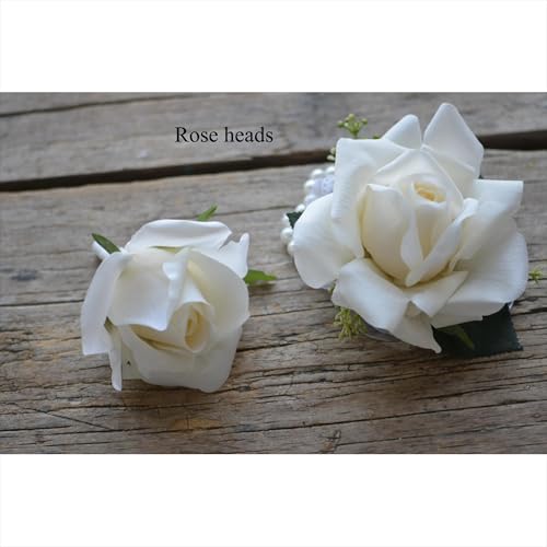 10 Inch Wedding Bouquets for Bride, Morandi Ivory Cream White Real Touch Rose Bridal Bouquet, Artificial Flower Bouquet for Wedding Ceremony, Prom, Bridal Shower - size: 10 Inch