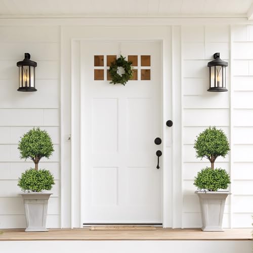 THE BLOOM TIMES 40" Tall Artificial Boxwood Double Ball Topiary Trees, UV Resistant Large Fake Potted Plants for Outdoor Planter, Realistic Faux Bushes Shrubs for Front Porch Outside Decor Set of 2 - color: Boxwood-gjl, size: 40 inch