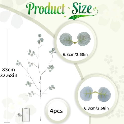 4Pcs 38.8 inches Artificial Tree Branches and Twigs Faux Plant Stems for Tall Vase, Home, Hotel, Office, Store Decor (WN Gray) - color: Wn Gray