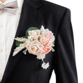 TINGE TIME Boutonniere for Men Wedding,Groom and Best Man Boutonniere for Wedding, Prom, Homecoming, Anniversary, Graduation, Christmas Dinner (1, Champange&Pink) - color: Champange&pink