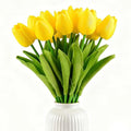 Artificial Tulips Bridal Wedding Festival Decor Bouquet Real Touch PU Flower Bouquet Pack of 20 (Yellow) - color: Yellow
