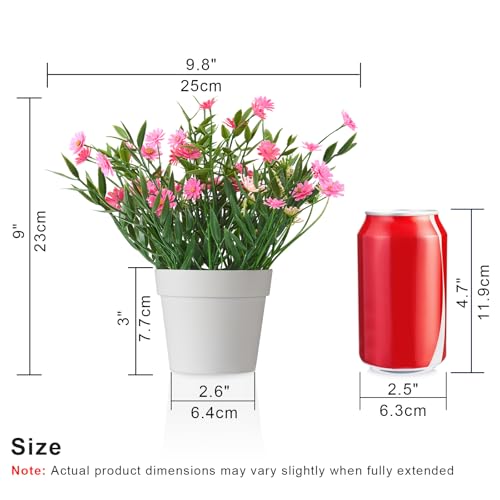 Fake Plants Daisy for Bathroom Decor, Small Potted Artificial Plants Indoor for Shelf Desk Home Bathroom Farmhouse Room Coffee Table Decor, Pink (Pack of 2) - color: Pink