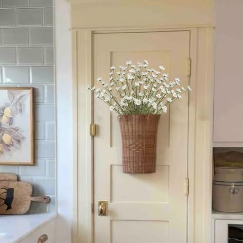 CITYES 10 Pcs Artificial Wildflowers with Stems Bulk Silk Spring Flowers 21 Inch Fake Forsythia Branches White Faux Wildflowers Floral Arrangements for Home Decor Indoor Outdoor Wedding Centerpieces - color: White
