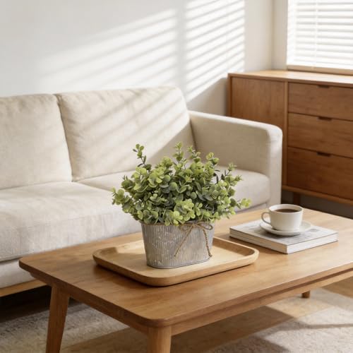 Artificial Eucalyptus Leaves Faux Plants Table Centerpiece, Rustic Potted Plants for Farmhouse Home Décor, Artificial Greenery for Home Decoration