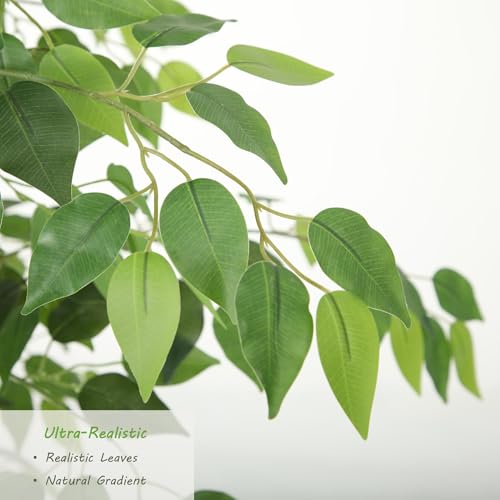 Nafresh Multi-Real Wood Trunks Ficus Tree Artificial with White Planter, 5ft(60in) Realistic Texture Potted Faux Ficus Tree, Fake Trees Indoor for Home Office Living Room Bedroom Porch Decor - size: 5ft 1in