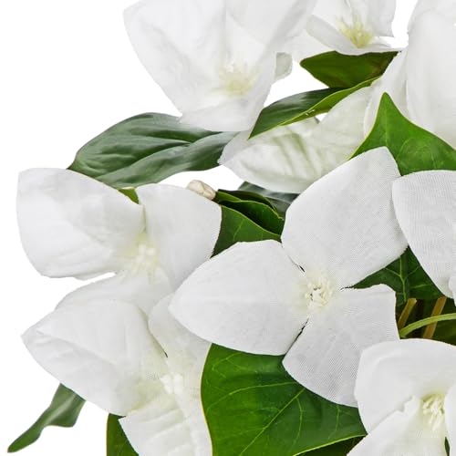 Small Artificial Bougainvillea Plant, 2PCS Fake Bougainvillea Flower Potted Plant for Indoor Home Living Room Office Wedding Party Tabletop Decoration, White - color: White