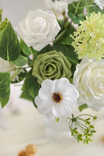 YYHUAWU Artificial Flowers Combo Set Fake Flower Leaf Box with Stems for DIY Wedding Bouquets Centerpieces Arrangements Baby Shower Party Home Decorations - color: Light Green