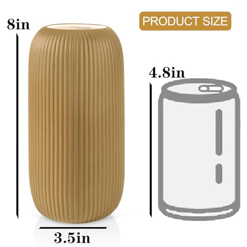 Ceramic Vase for Flowers – Modern Small Ribbed Textured Flower Vase for Home Decor, Pampas Grass, Decorative, Farmhouse, Coffee Table, Kitchen Centerpieces, Bookshelf and Home Living (Milk Coffee) - color: Milk Coffee