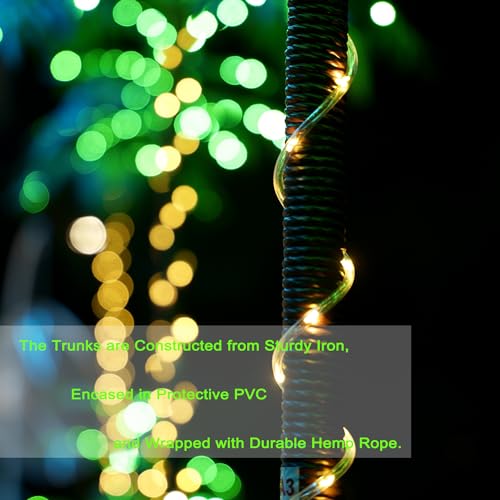 SOSHOT 7FT Lighted Artificial Palm Tree with Three Trunks and 260 LED Lights - Ideal for Outdoor/Indoor Use, Perfect for Tiki Bars, Patios, Homes, Offices, Beaches, Yards Pool, and Cruise Party - style: 7FT Electric