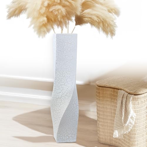 Tall Floor Vase 23.6 Inch, White Resin Vases with Web Gold Line Pattern, Modern Tall Vase for Living Room Bedroom Corner, Decorative Vase for Pampas Grass Dried Flowers Feathers Branches - color: White, size: 23.62 Inches