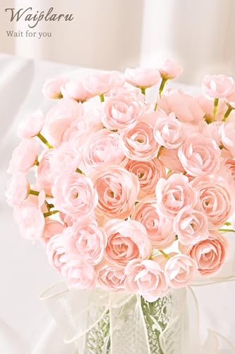 Waipfaru Ranunculus Artificial Flowers, 18Pcs 14In Fake Peonies Artificial Flowers, Pink Faux Flower for Vase Silk Flower Real Touch Faux Peony Bulk for DIY Wedding Bouquet Home Bridal Shower Decor - color: Pink, size: 18Pcs
