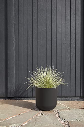 Veradek Mason Series Lima Planter - Round Planter for Indoor or Outdoor Porch/Garden | Made from Plastic-Stone Composite with Drainage Holes | Modern Décor for Succulents, Flowers, Small Plants - color: Black, size: 15 inches - 2 Pack