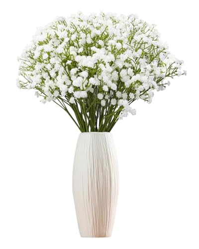 Babys Breath Artificial Flowers Bulk, 36Pcs Fake Baby Breath Flowers Artificial 11inch White Faux Gypsophila Real Touch Flowers for Wedding DIY Bouquet Arrangement Party Home Garden Decoration - color: Attractive White, size: 36PCS