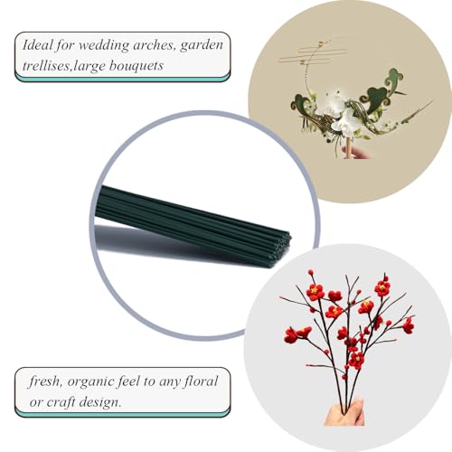 HAHIYO 2mm 14Gauge Dark Green PE-Wrapped Metal Floral Wire 12 Inches(30cm), 70 Pack Flexible Paddle Wires Florist Wire Garden Wires for Craft Christmas Wreath Flower Arrangement Bouquet Wedding DIY