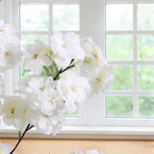 Large Artificial Cherry Blossoms Tree Indoor Faux Cherry Blossom Tree White 6FT Bedroom Trees for Home Christmas New Year Decor - color: White-ap28